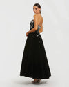 Mac Duggal Black Velvet Strapless A-Line Midi Dress with Embellishments #56197