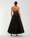 Crystal Embellished Strapless Satin A-Line Dress - Black