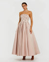 Mac Duggal Crystal Embellished Strapless Satin A-Line Dress #56199 Pink