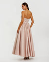 Crystal Embellished Strapless Satin A-Line Dress - Black
