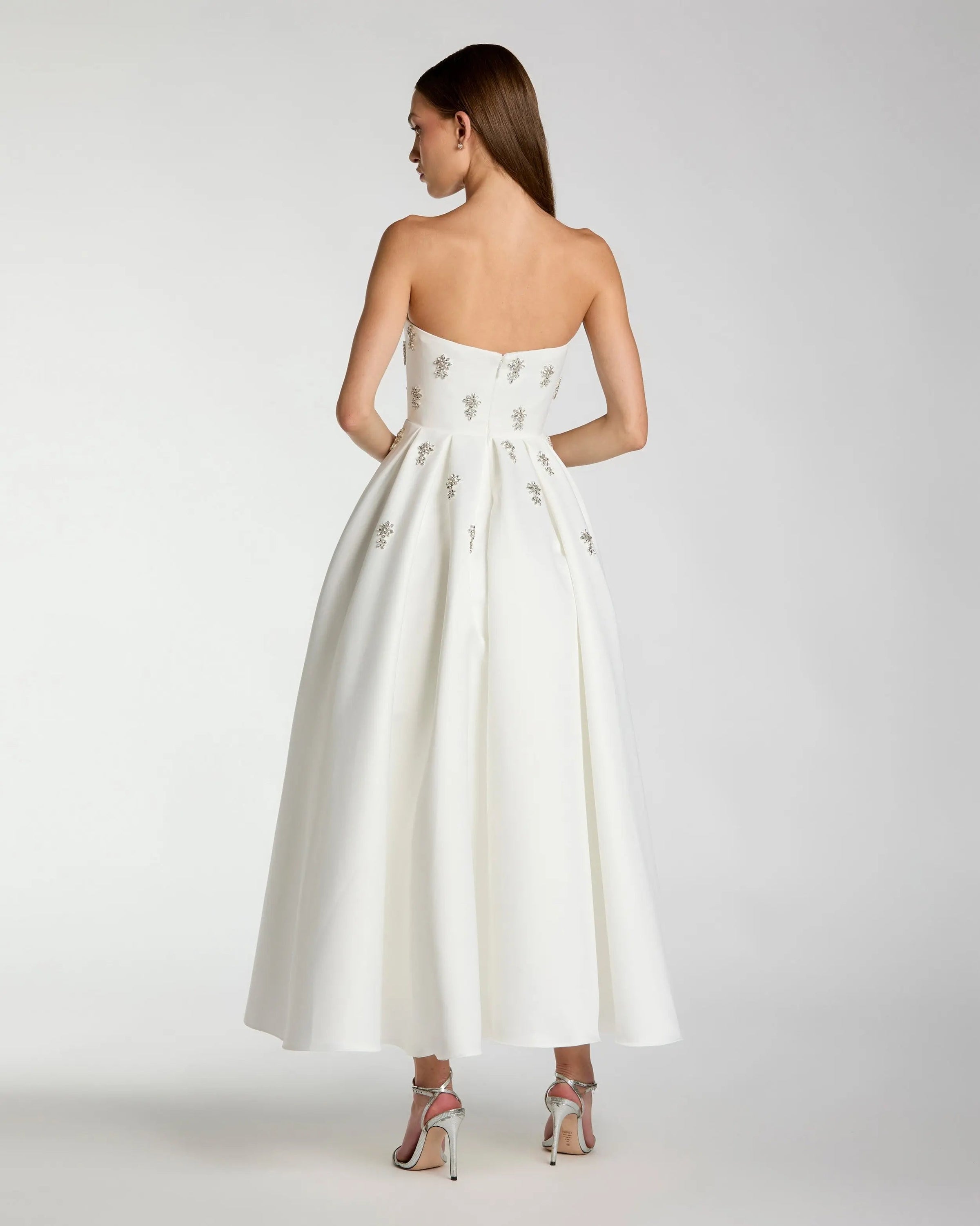 Mac Duggal #56199 ivory crystal embellished satin gown back