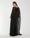 Mac Duggal Black Long Sleeve Embellished Chiffon Kaftan Gown #56203