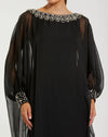 Mac Duggal Black Long Sleeve Embellished Chiffon Kaftan Gown #56203