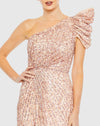 Embellished puff one shoulder gown - Apricot