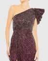 Embellished puff one shoulder gown - Apricot