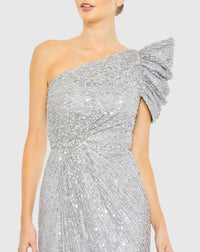 Embellished puff one shoulder gown - Apricot