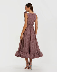 Mac Duggal #56223 mauve mauve sleeveless cowl neck chiffon midi dress