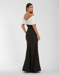 Mac Duggal #56232 black ivory mermaid gown back view