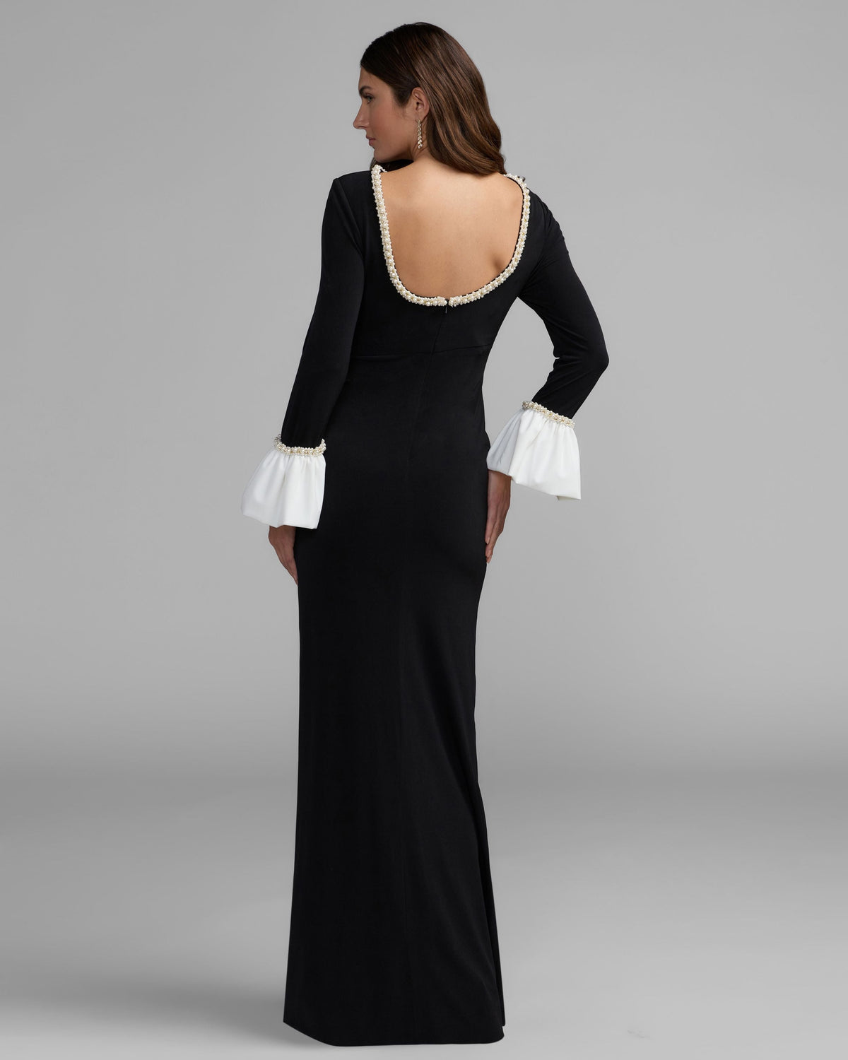 Mac Duggal #56234 black gown low back view