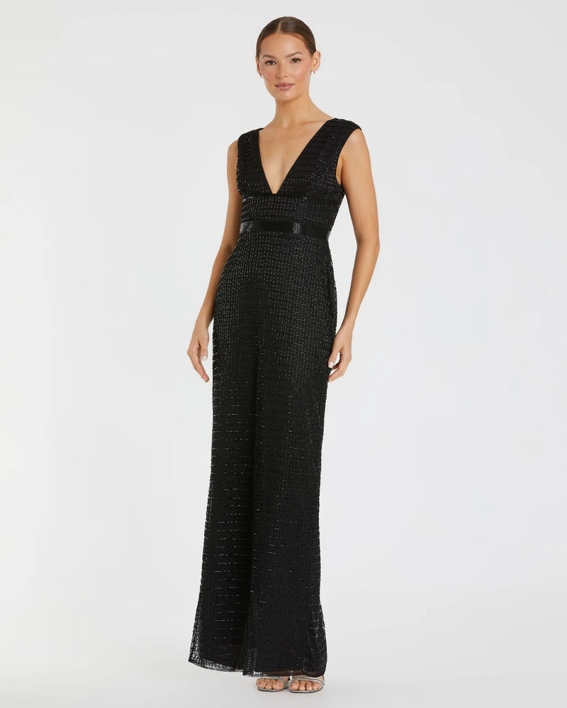 Mac Duggal Beaded Cap Sleeve V Neck Column Gown Silver #5625 | Shop Prom Dresses, Wedding Guest Dresses, and Black Tie Evening Gowns Online at SHAIDE! Shaide Boutique Mac Duggal Beaded Cap Sleeve V Neck Column Gown Silver #5625 | Shop Prom Dresses, Wedding Guest Dresses, and Black Tie Evening Gowns Online at SHAIDE! Shaide Boutique