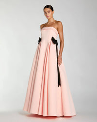 Mac Duggal Baby Pink Satin Strapless Ball Gown With Bow Details #56251 Blush