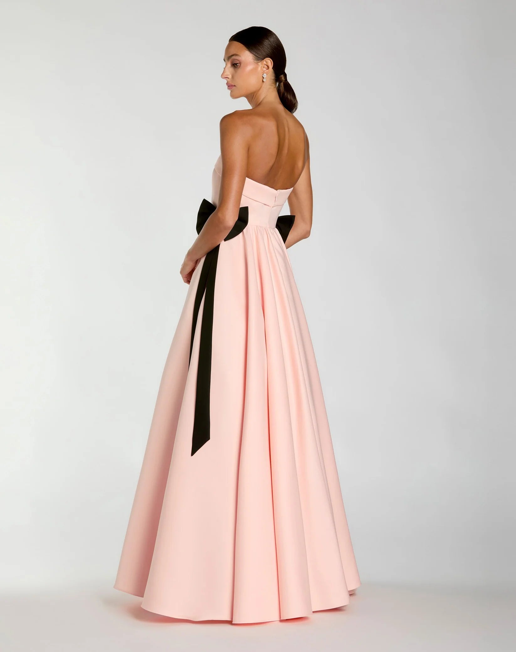 Mac Duggal Baby Pink Satin Strapless Ball Gown With Bow Details #56251 Blush