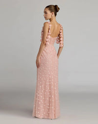 Mac Duggal Pink Sweetheart Neck Embellished Gown With Floral Detail #56259 Rose Gold