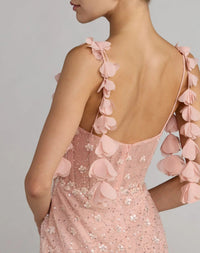 Mac Duggal Pink Sweetheart Neck Embellished Gown With Floral Detail #56259 Rose Gold