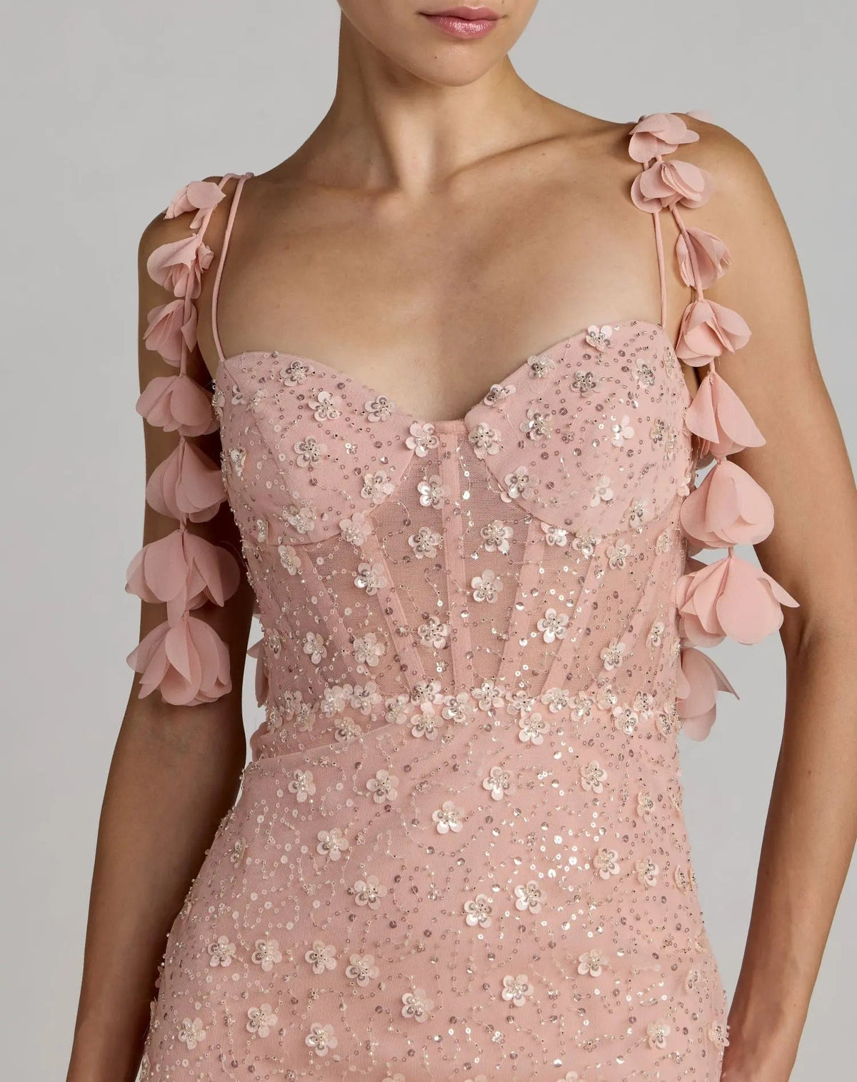 Mac Duggal Pink Sweetheart Neck Embellished Gown With Floral Detail #56259 Rose Gold Shaide Boutique Mac Duggal Pink Sweetheart Neck Embellished Gown With Floral Detail #56259 Rose Gold Shaide Boutique