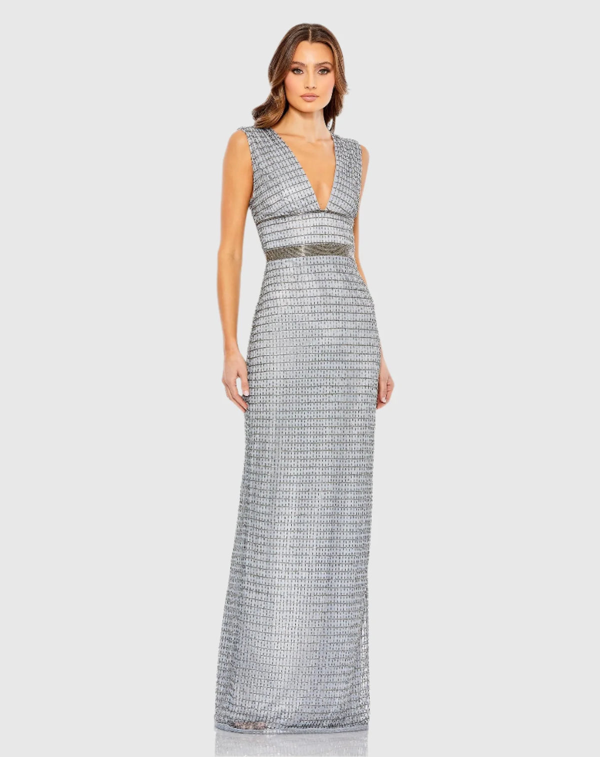 Mac Duggal Beaded Cap Sleeve V Neck Column Gown Silver #5625 | Shop Prom Dresses, Wedding Guest Dresses, and Black Tie Evening Gowns Online at SHAIDE! Shaide Boutique Mac Duggal Beaded Cap Sleeve V Neck Column Gown Silver #5625 | Shop Prom Dresses, Wedding Guest Dresses, and Black Tie Evening Gowns Online at SHAIDE! Shaide Boutique
