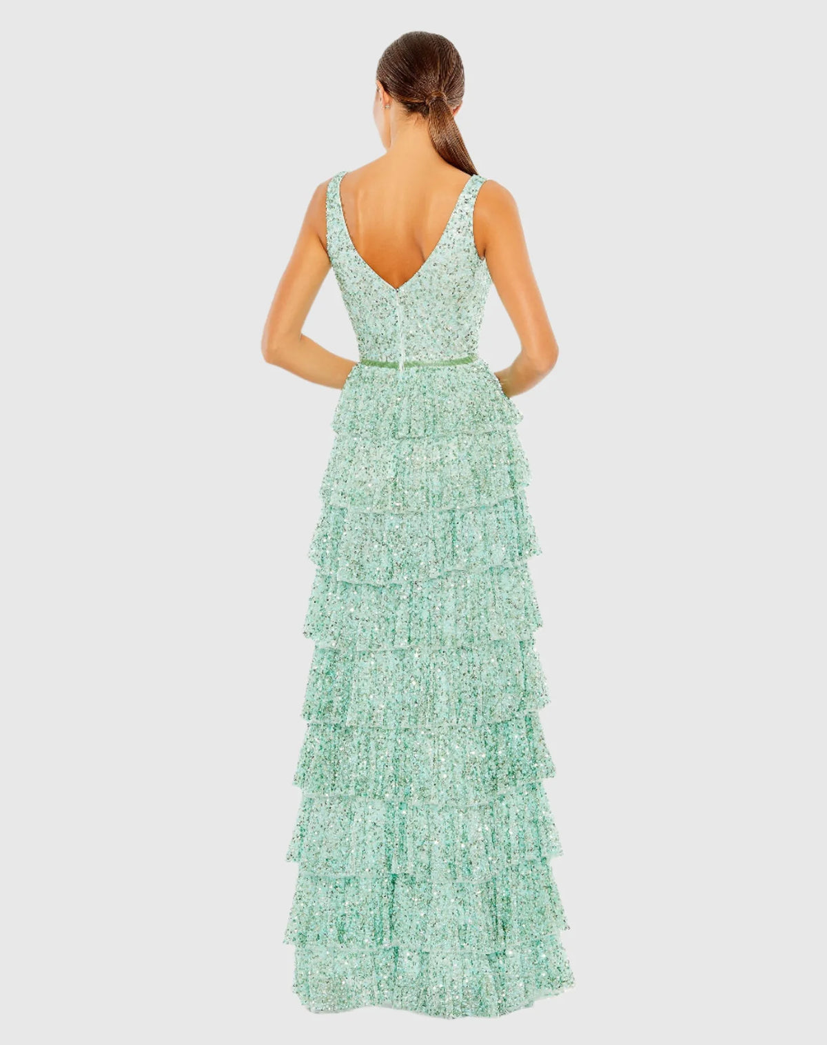 Ruffle empire waist sequin gown - Mint