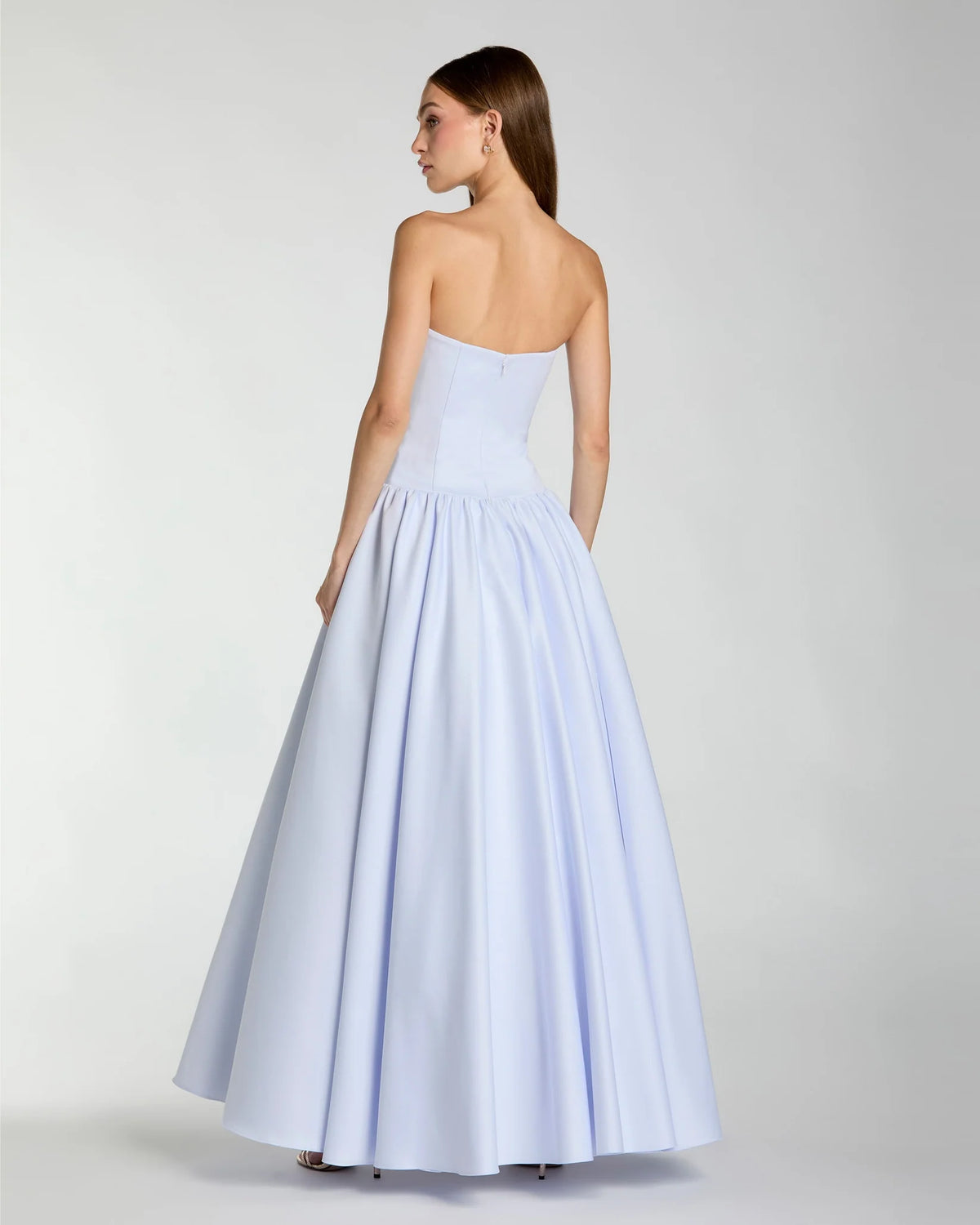 Mac Duggal Light Purple Strapless Satin Drop Waist Ball Gown #56270