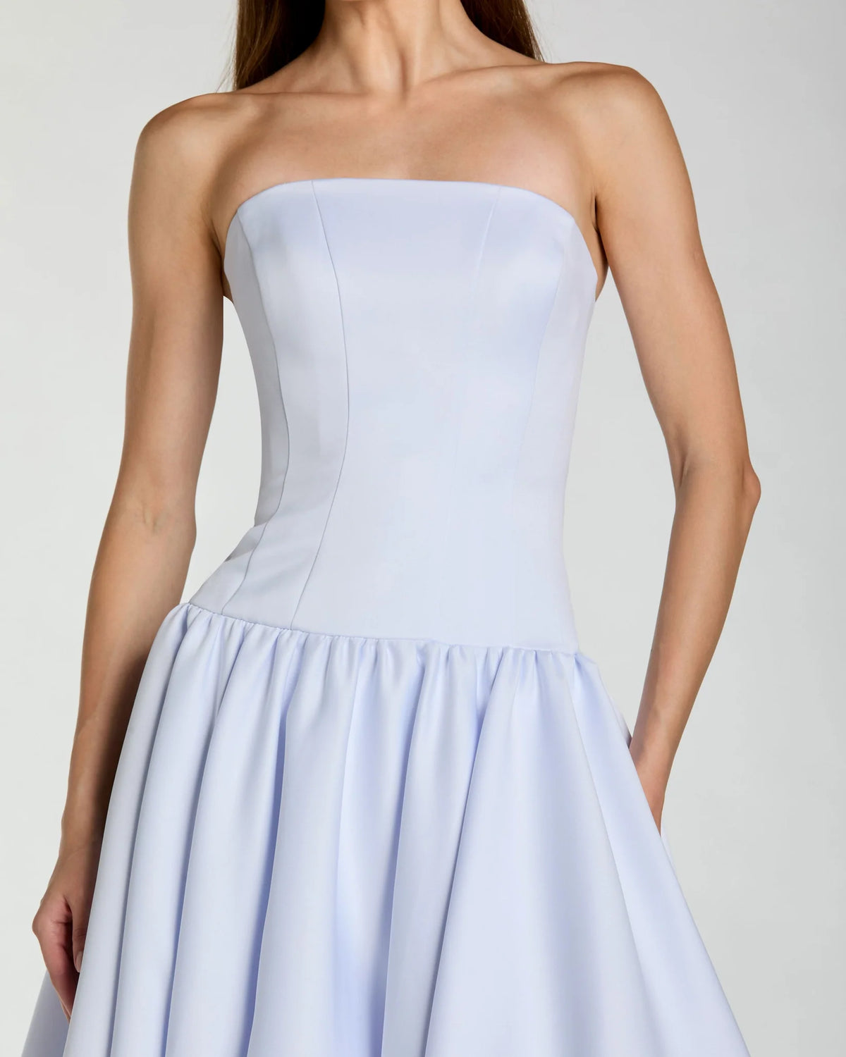 Mac Duggal Light Purple Strapless Satin Drop Waist Ball Gown #56270