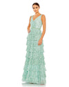 Tiered ruffle empire waist sequin gown - Mint, Style #5627, Designer: Mac Duggal