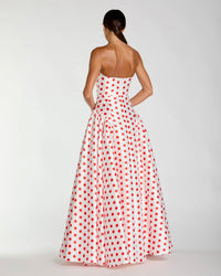 Mac Duggal White Strapless Polka Dot Mikado Ball Gown White Multi  #56283