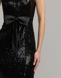 Mac Duggal #56288 black sequin detail close-up