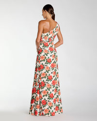 Floral One Shoulder Slit Gown