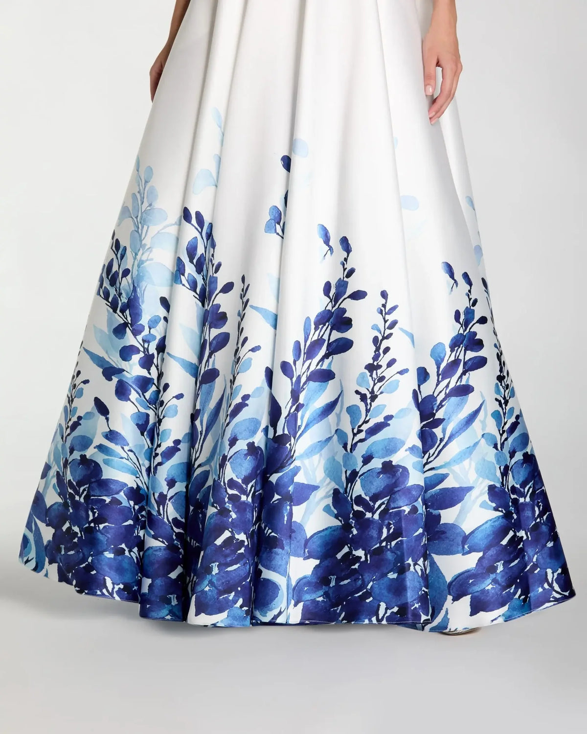 Mac Duggal White Strapless Floral Printed Mikado Ball Gown #56316 White Multi