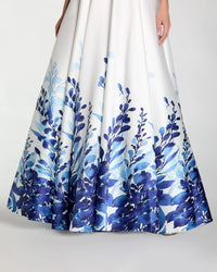 Mac Duggal White Strapless Floral Printed Mikado Ball Gown #56316 White Multi