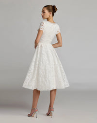 Mac Duggal #56324 ivory embroidered lace midi dress back