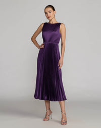 Mac Duggal #56326 Purple high neck pleated sleeveless midi dress