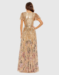 V Neck Sequin Gown - Lilac