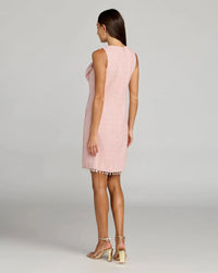 Blush Boucle Pearl Detail A Line Mini Dress With Bow