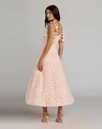 Mac Duggal Blossom Pink Scoop Neck Floral A-Line Midi Dress #56391