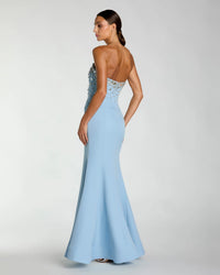 Mac Duggal Blue Strapless Embellished Mermaid Gown Powder Blue #56393