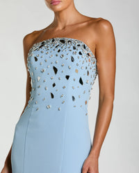 Mac Duggal Blue Strapless Embellished Mermaid Gown Powder Blue #56393