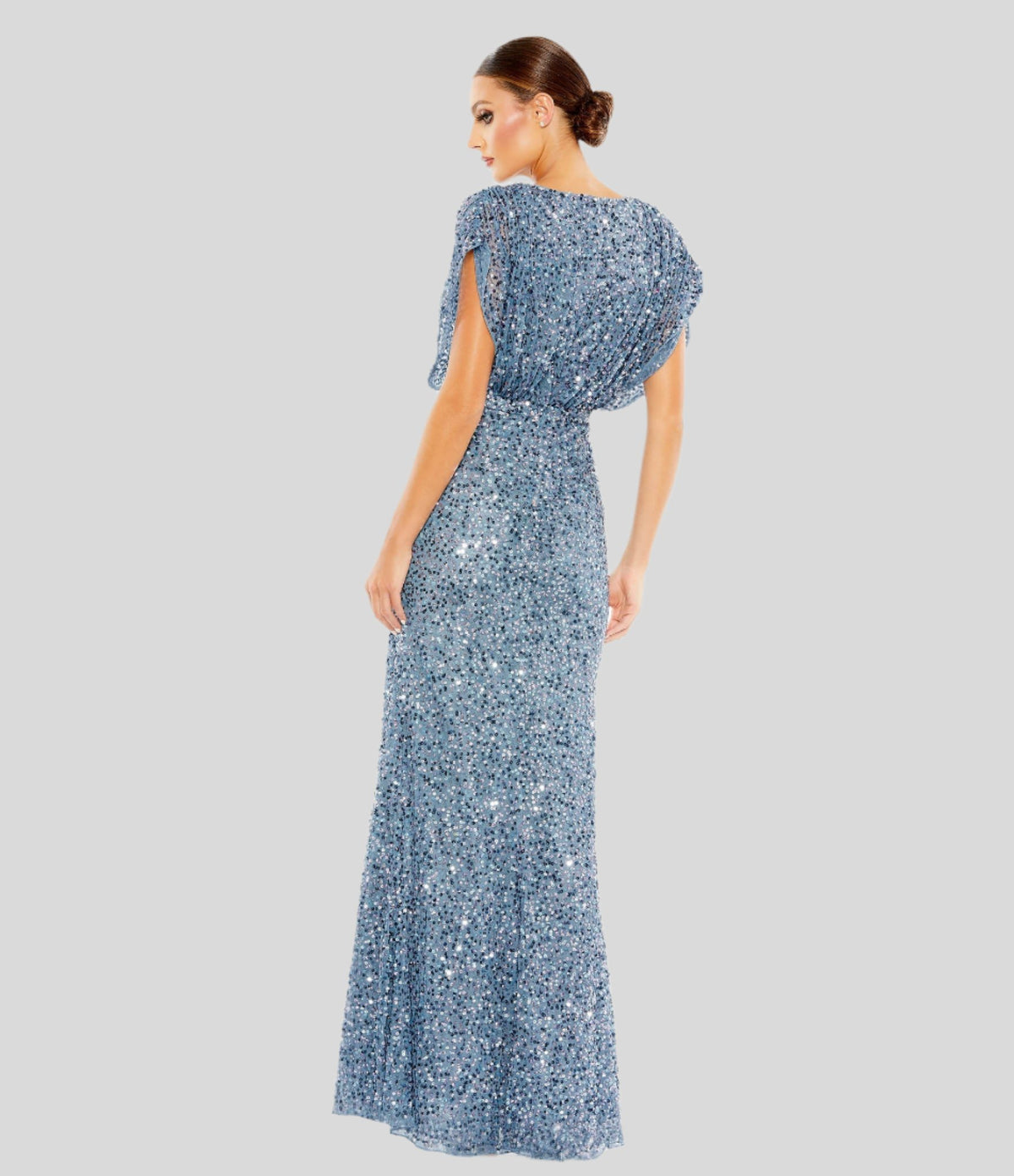 Draped Sleeve V Neck Gown - Lilac