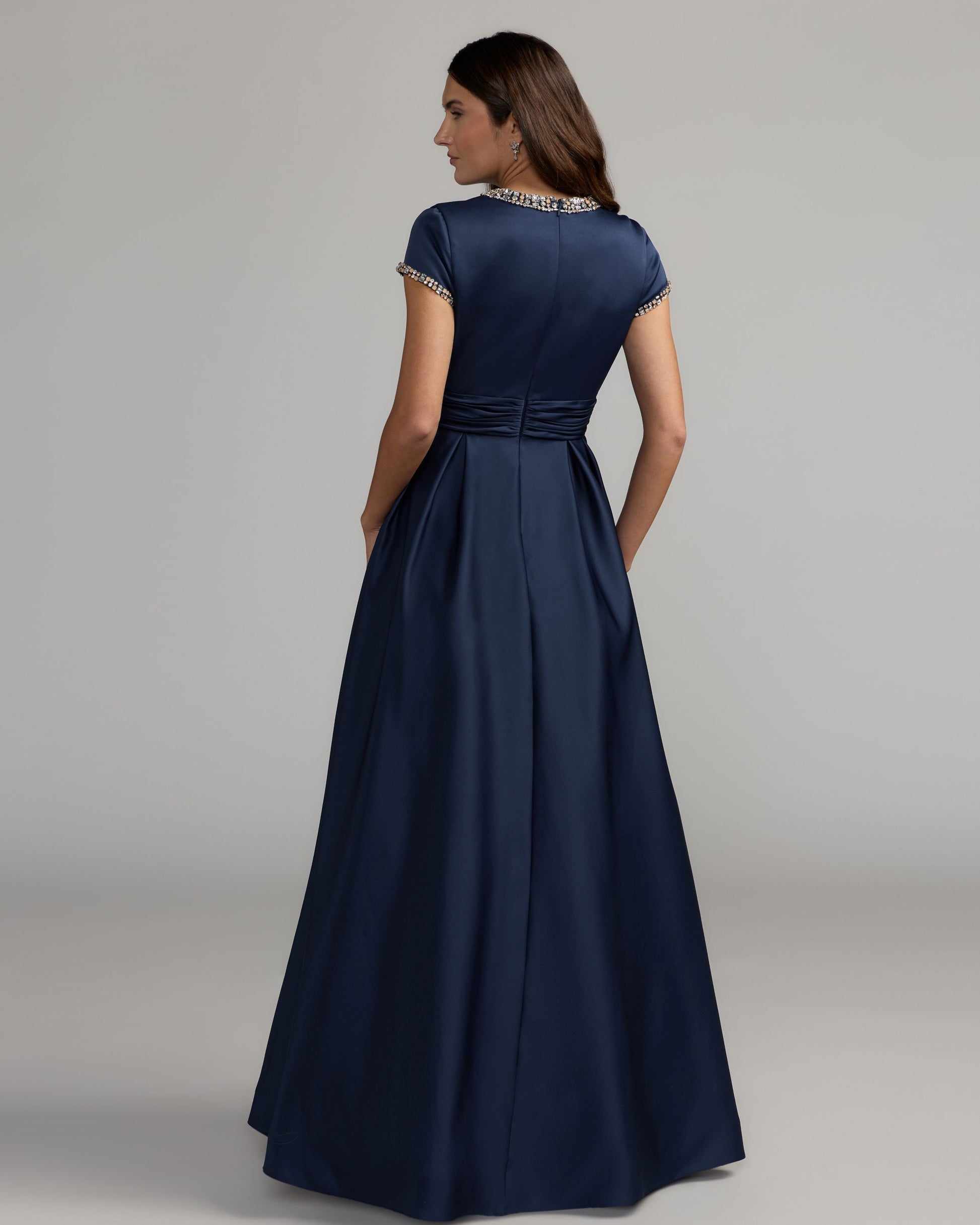 Mac Duggal #56402 midnight ball gown back view