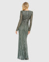 Embellished Puff Sleeve Side Knot Gown - Slate Gray