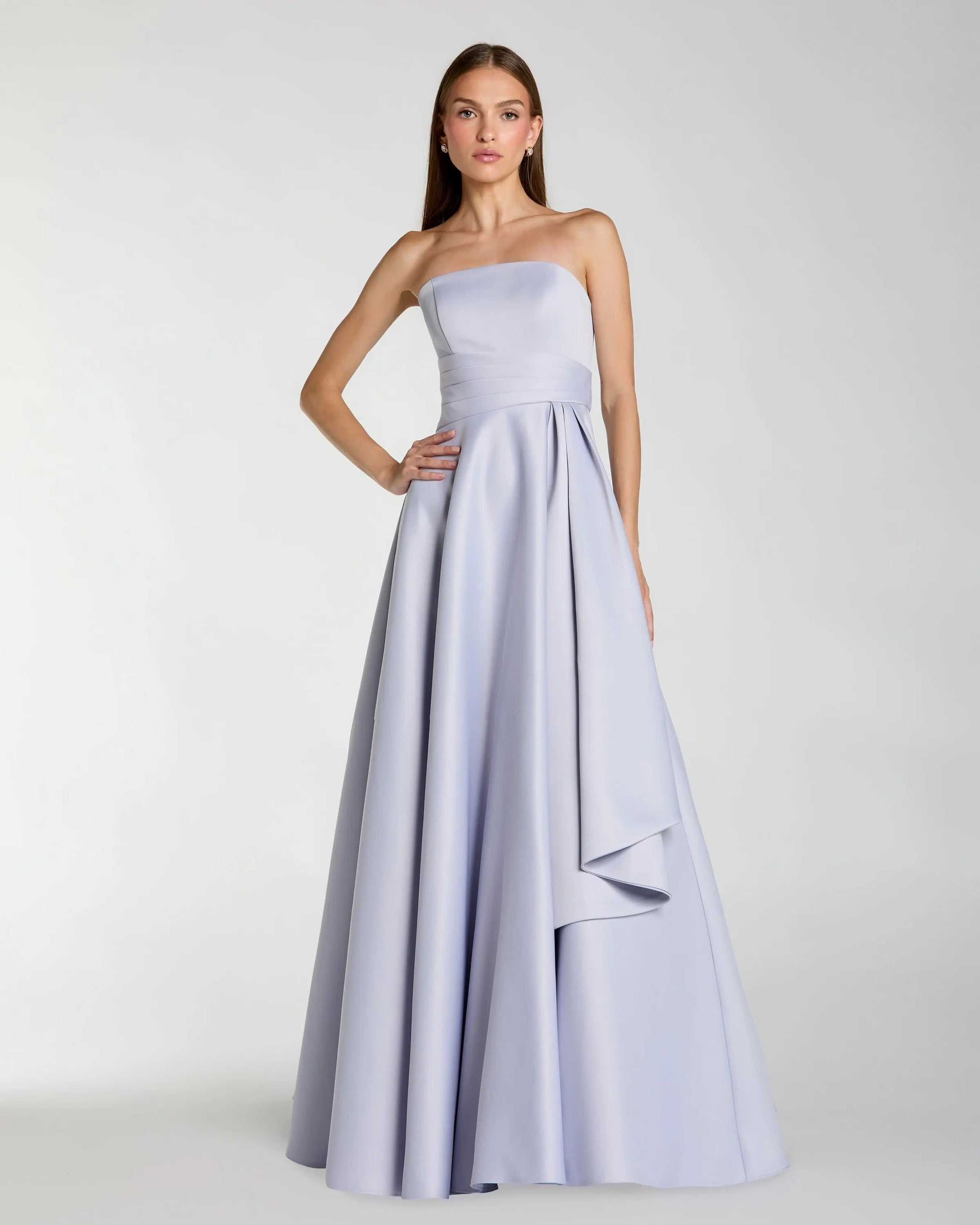 Mac Duggal #56425 Strapless Satin Ball Gown Periwinkle