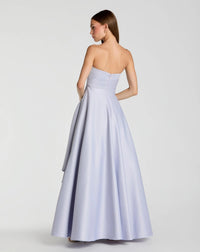 Strapless Satin Ball Gown With Draped Detail - Periwinkle back