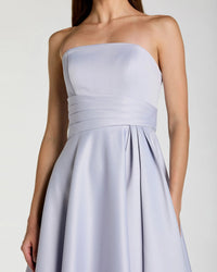 Strapless Satin Ball Gown With Draped Detail - Periwinkle detail