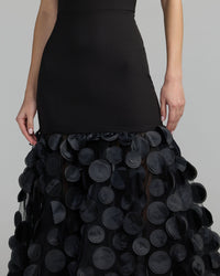 Mac Duggal #56462 Black halter neck 3D floral hem gown