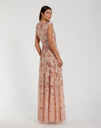 Mac Duggal #5647 Coral sequin A-line gown back