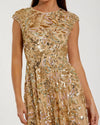 Mac Duggal Gold Sequin High Neck Cap Sleeve A Line Gown #5647