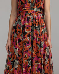 Mac Duggal #56497 rose floral print chiffon detail