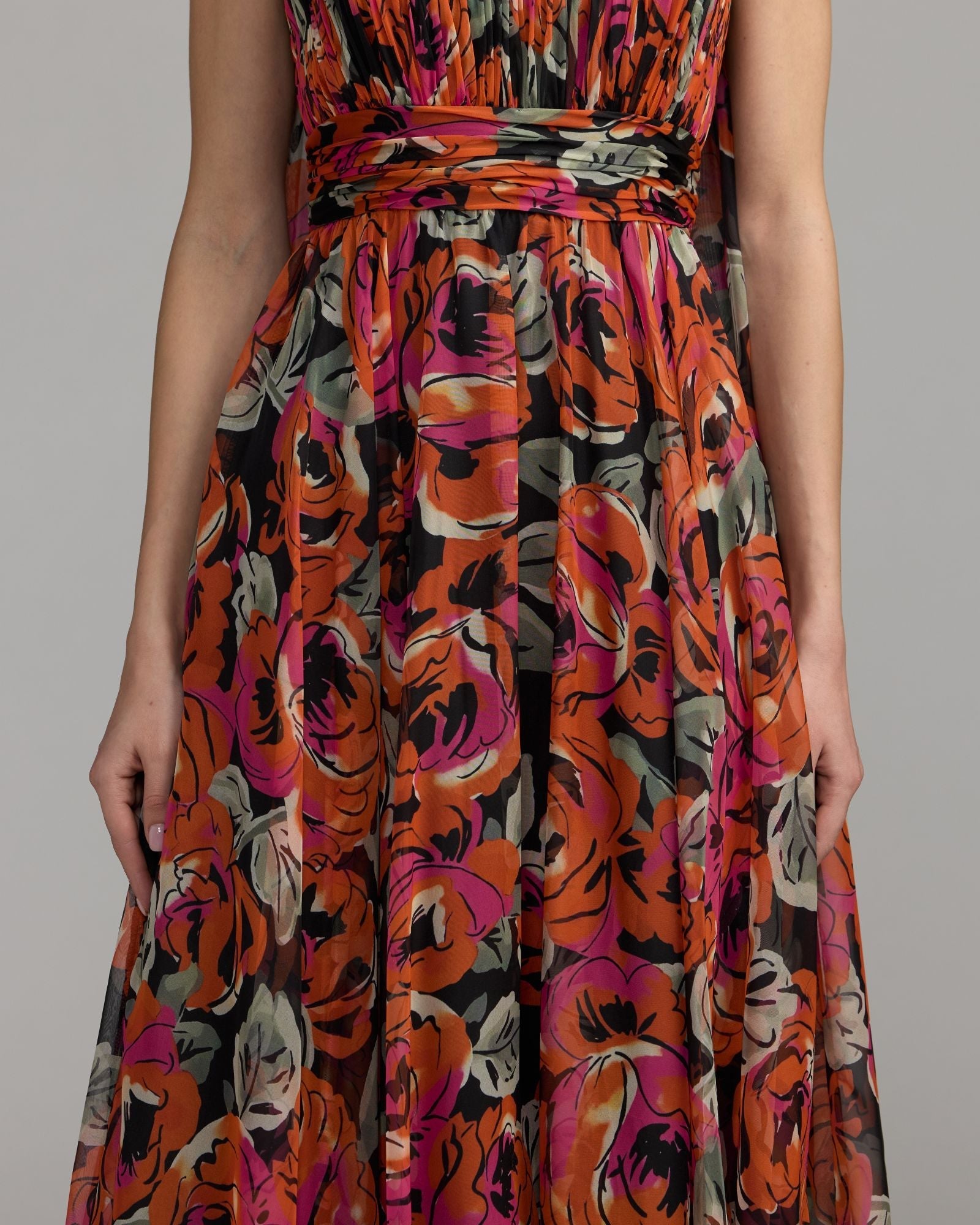 Mac Duggal #56497 rose floral print chiffon detail