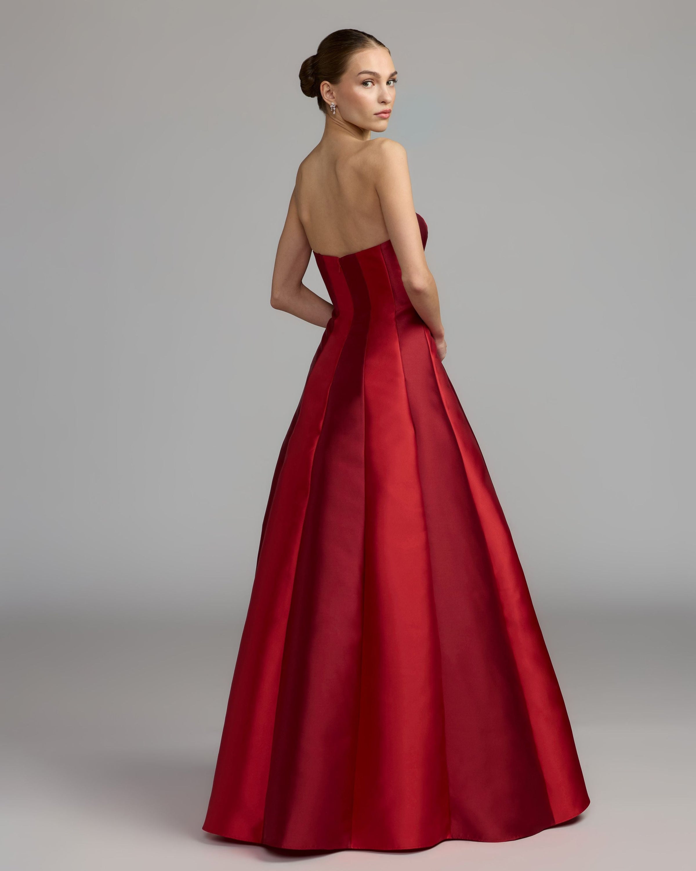 Mac Duggal #56499 wine multi ball gown back view