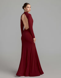 Mac Duggal #56535 red jersey gown keyhole back