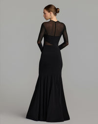 Mac Duggal #56536 black mermaid jersey gown back view